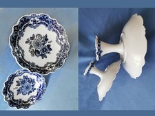 2 Porzellanschalen Kobaltblau mit Fuß – Wallendorf