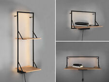 Ausgefallene Wandregale Metall Schwarz mit Regalbrett aus Holz & LED Beleuchtung