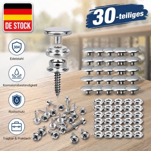 30er set edelstahl - set, druckknopf