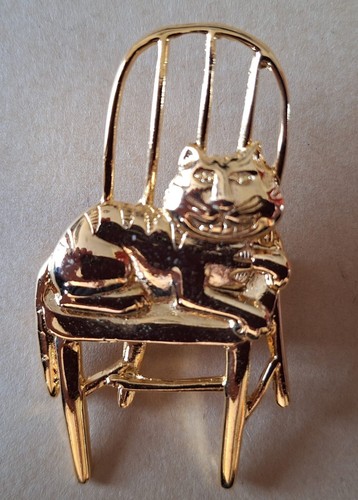 Vintage brosche katze auf dem - katze,