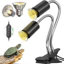 Doppelkopf Reptilien Wärmelampe 360° UVA UVB Schildkröten Heizlampe für Eidechse