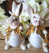 2 x Osterhasen Weiß Gold 12.5