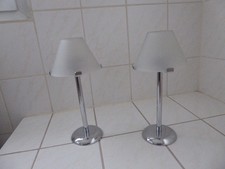Tischlampen 2er-Set / Teelichthalter  Metall glänzend mit Glas-Schirm