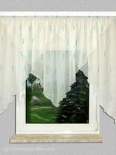 Kuvertstore "Klara" weiß-mint mit Rollsaum Store Gardine Fertiggardine