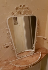 Retro Wandspiegel mit Konsole Spiegel Metallrahmen Weiß 70er Landhaus Vintage!