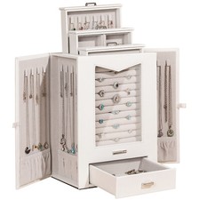 Schmuckkästchen Schmuckkoffer  mit Seitenöffnung Schmuckschatulle Weiß