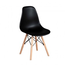 4x Esszimmerstuhl  Küchenstuhl Stuhl Stühle Holzgestell Plastik Schwarz Z75