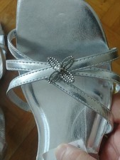 Damen Sandalen Riemchen Silber Glänzend 38