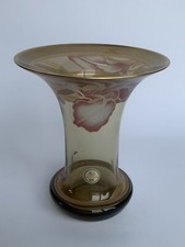 Hutschenreuther Glas Vase Leonard Orchideen und Golddekor Trichtervase Glasvase