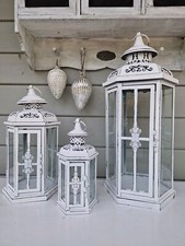 Laterne Landhaus Weiss Shabby Chic Lilien  Preis ab