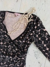 Phase Eight Strick-Kleid in Wickeloptik schwarz rosa L M 40 britisch 12 Shift