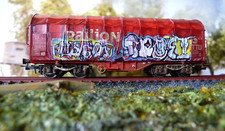 Roco 47444 NS Railion Schiebplanwagen Shimmns-ttu, gealtert Graffiti ohne OVP