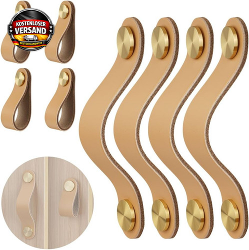Leder möbelgriffe 4er set - leder,