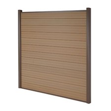 B-Ware WPC-Sichtschutz Savoie, Windschutz, Alu-Pfosten Basiselement, 1,90m teak