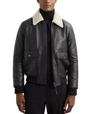 Schwarze Lammfell Bomber