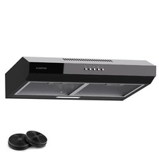 Flachschirmhaube 60 cm Unterbau Dunstabzugshaube Umluft Abluft 200 m³/h Schwarz