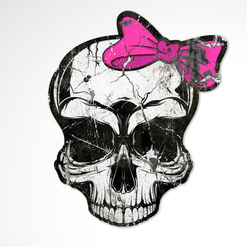 Girly skull sticker auto - girly,