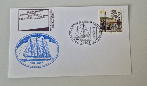 Postkarte mit schiffsstempel - mit,