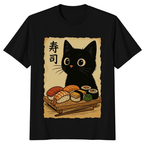 Sushi katze shirt retro - katze, t-shirt