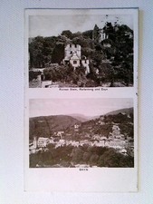 Sayn (Rhein), Ortspanorama, Ruinen Stein, Reifenberg und Sayn, Ansichtskarte, ge