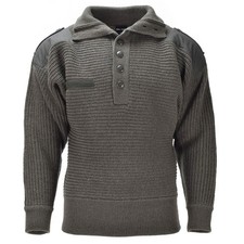 Mil-Tec Alpenpullover Wollstrick Verstärkt Schulter Ellbogen Herren Oliv