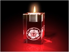 3D Glas Gravur Teelichthalter