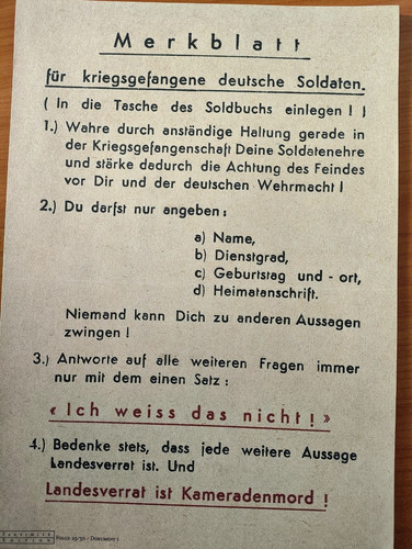 Merkblatt für kriegsgefangene