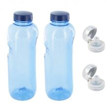 2x Kavodrink Tritan 1 L Trinkflasche mit 2 x Trinkdeckel Flip Top Sportdeckel