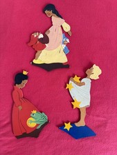1940er  Mertens Kunst, 3Stück Figuren-Deko Märchen,Holzbild,Frosch, Stern,7 Zwer