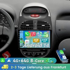 4G+64G Android 14 Für Peugeot 206 2001-2008 Autoradio GPS Navi CarPlay 8-Kern BT