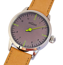 MIGMA EINZEIGER HERRENUHR Ø 43mm ETA 6498-1 SWISS LEDERBAND SCHWARZ RUTHENIUM