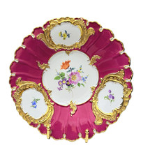 Meissen,Prunkteller,Rote Fond