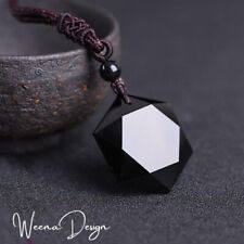 Halskette Hexagramm Lapislazuli Kristall Obsidian Schutz Meditation Talisman