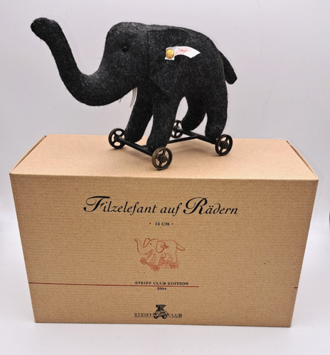 Steiff filzelefant auf rädern - auf,