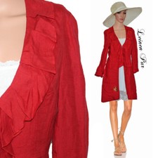 Lagenlook Romantik Leinen Kleid Mantelkleid Oberkleid Mantel Redingote NEU Gr.38