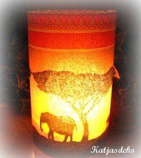 Windlicht Tischdeko Deko Afrika Elefant Savanna Wild 