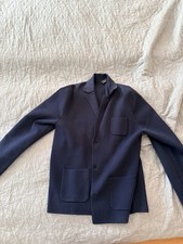 Massimo Dutti Navy Knit Blazer Jacket – Size L 100% Wool