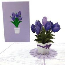 3D Grußkarte - Lila Tulpenvase