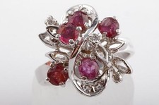  Rubin Kristall Ring 925 er Sterling Silber Größe 54 -