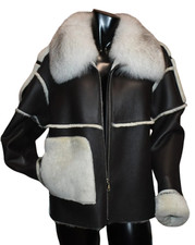 Luxus Designer Lammfelljacke mit echtem Fuchspelz Gr.36,38,40,42,44,46 NEU