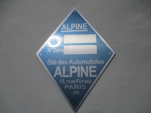 Typenschild renault alpine - renault,