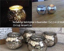 Teelichtgläser Bauernsilber, einmalig verwendet als Hochzeitsdeko 18 Stück