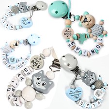Schnullerkette mit Namen Nuckelkette personalisiert Baby♥Geburt♥Taufe♥Geschenk