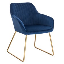 Esszimmerstuhl Samt Blau Gold hoher Rücken Sitz Esszimmer Stühle Z03