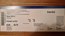 Ticket Eintrittskarte Rene Marik Berlin Wühlmäuse 16.12.25
