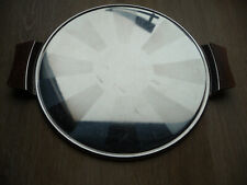 Vintage Kuchenplatte Edelstahl mit Holzgriffen 70er Jahre