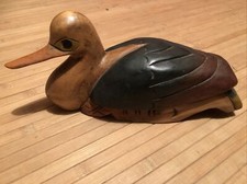 Holz ( Akazie ) Ente Farbig Siehe Foto Handgefertigt Ca.20cm Lang Ca.13cm Hoch