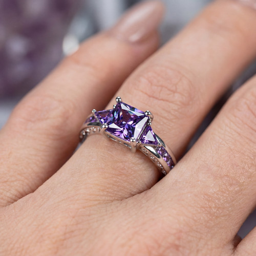 Versilberter ring amethyst - versilberter,
