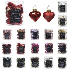 12 Weihnachtskugeln 4cm Glas Christbaumkugeln Christbaumschmuck Herzen klein uni