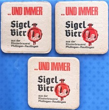 3 verschiedene alte Bierdeckel Klosterbrauerei Pfullingen-Reutlingen um 1964